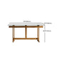 Clear Modern Rectangle Glass Dining Table with Solid Wood Trestle Base