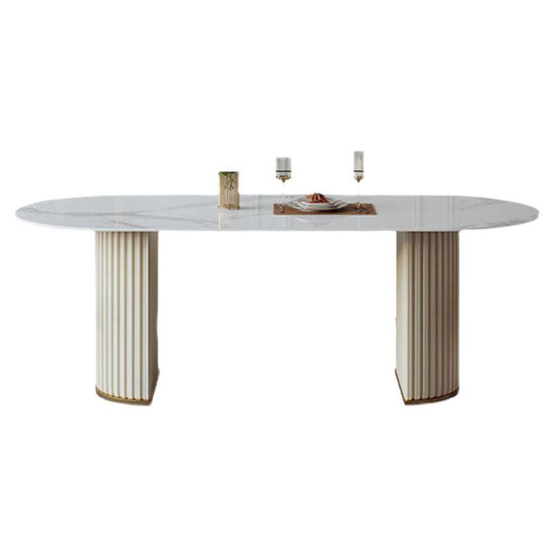 伝統的な豪華な石の夕食テーブル二重台車ダイニングルームテーブル