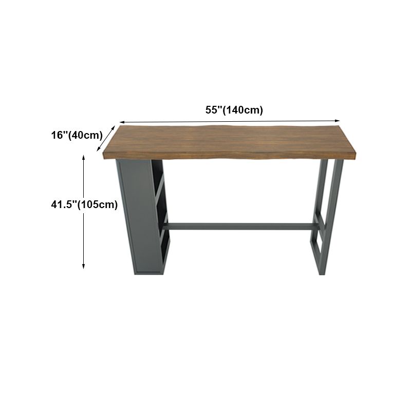 Brown Wood Pub Table with Rectangle Table Top Black Trestle Table - 41.3" H Clearhalo 'Bar Furniture' 'Bar Tables' 'bar_tables' 'furn' 'furn_bar_tables' 'Furniture' 'Kitchen & Dining Furniture' 1200x1200_c24c88fd-dd6c-4f3d-9935-d880da3b2dd6