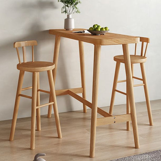 Modern Pine Wood Bar Dining Table Rectangle Indoor Bistro Table with Footrest Clearhalo 'Bar Furniture' 'Bar Tables' 'bar_tables' 'furn' 'furn_bar_tables' 'Furniture' 'furniture_bar_tables' 'Kitchen & Dining Furniture' 1200x1200_c24d1841-7ac0-4a34-9276-9990687c1785