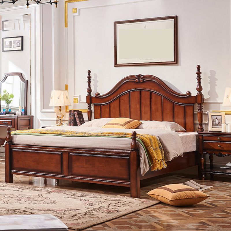 フランスのカントリーエスプレッソ4ポスターベッドヘッドボード付きのクルミポスターベッド