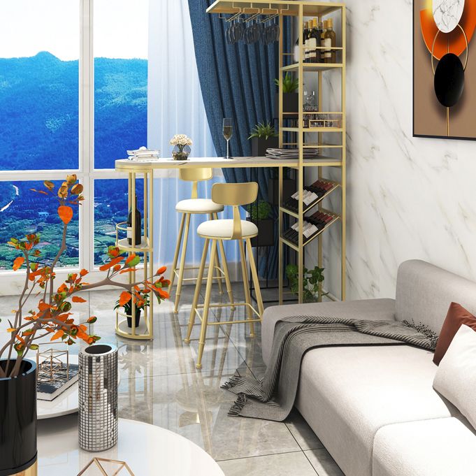 1/3 Pieces Glam Gold Granite Top Metal Frame Indoor Bar Table Set Clearhalo 'Bar Furniture' 'furn' 'furn_home_bar_bar_sets' 'Furniture' 'Home Bars & Bar Sets' 'home_bar_bar_sets' 'Kitchen & Dining Furniture' 1200x1200_c24e38b4-5c27-428a-afc5-b40bf3c53120