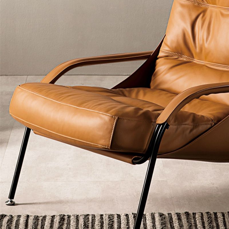 Industrial Genuine Leather Lounge Chair Solid Color Tufted Back Chair Clearhalo 'Accent Chairs' 'accent_chairs' 'Chairs & Seating' 'furn' 'furn_accent_chairs' 'Furniture' 'Living Room Furniture' 1200x1200_c24e8128-b150-46f8-a14d-2e285608b3db