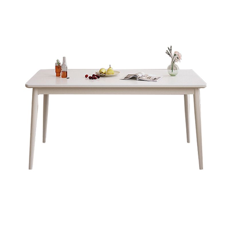 Modern 1/4/5 Pieces Dining Room Table Rectangle Stone Furniture in White