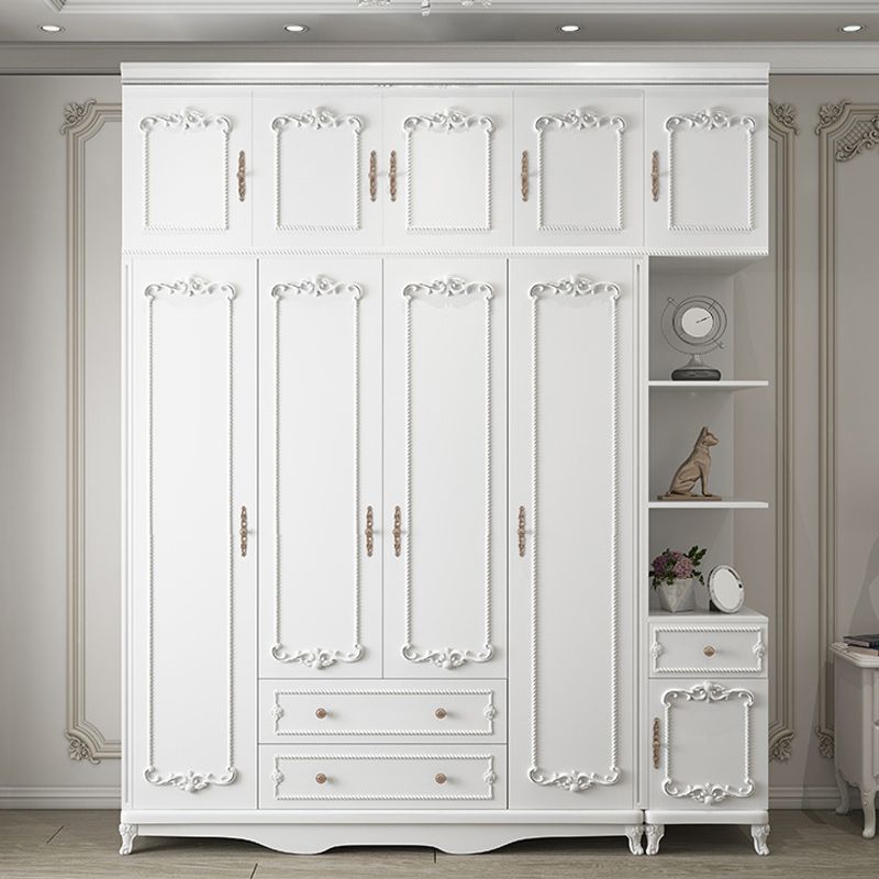 Bedroom Hinged Door Storage Cabinet Manufactured Wood French Country Cabinet with Drawers Clearhalo 'Armoires & Wardrobes' 'armoires_wardrobes' 'Bedroom Furniture' 'furn' 'furn_armoires_wardrobes' 'Furniture' 1200x1200_c24f0585-353c-4d70-b274-aad0721315ac