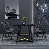 1/5/7ピースダイニングセットコンテンポラリー長方形の焼結石テーブルセット