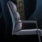 Silla de escritorio moderna sin ruedas, silla con respaldo alto negra de piel sintética