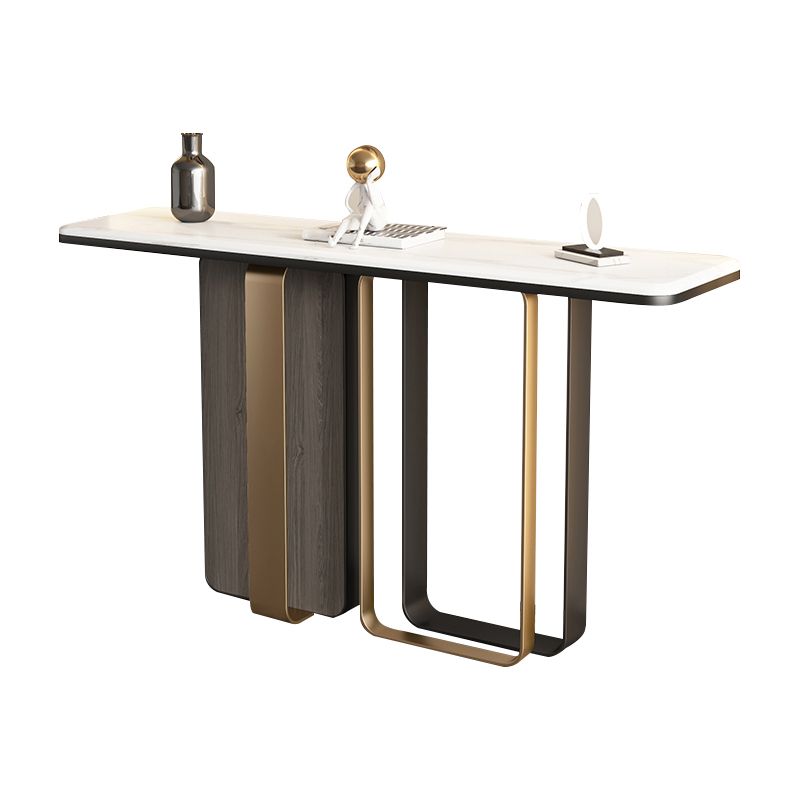 Console di pietra bianca Tavola 1 scaffale 31,5 "tavolo di accento alto per sala