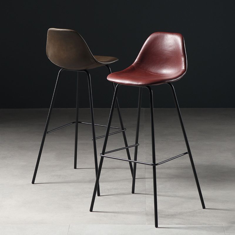 Faux Leather Dining Stools Contemporary Armless Bar Stools with Metal Base Clearhalo 'Bar Furniture' 'Bar Stools' 'bar_stools' 'furn' 'furn_bar_stools' 'Furniture' 'Kitchen & Dining Furniture' 1200x1200_c252e461-a19e-496c-802c-cc6ba91647c6