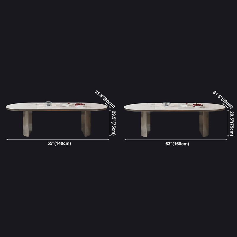 Oval Sintered Stone Dining Table Modern Table in White with Double Pedestal Clearhalo ' dining_table' 'Dining Tables & Seating' 'Dining Tables' 'furn' 'furn_dining_table' 'Furniture' 'furniture_dining_table' 'Kitchen & Dining Furniture' 'kitchen&dining_furn' 'kitchen' 'kitchen_dining_table' 1200x1200_c253aba0-645a-416c-b3dc-0644a7a41ce1