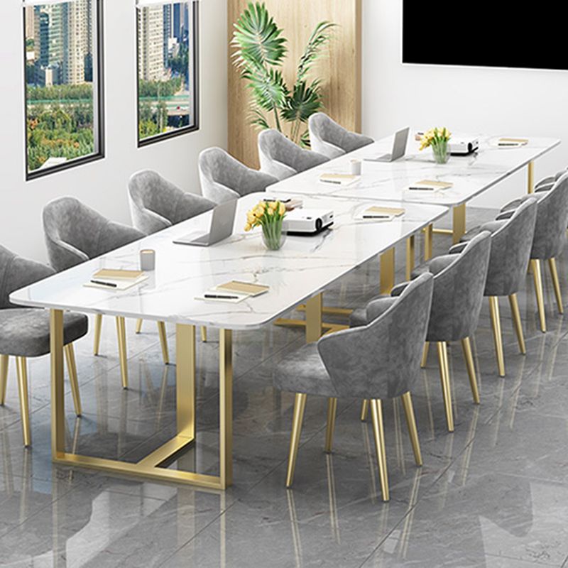 Rectangular Shape Contemporary Office Desk Stone Task Desk with 2-Legs in White Clearhalo 'furn' 'furn_office_desk' 'Furniture' 'Office Desks' 'Office Furniture' 'office_desk' 1200x1200_c25456d6-f32b-47a7-88df-63fce928c067