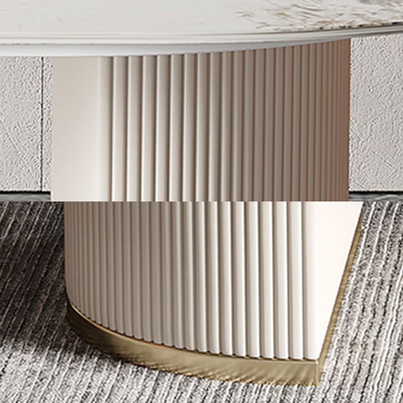 Ovaal eettafel stenen eettafel modern met metalen basisvoetstuk