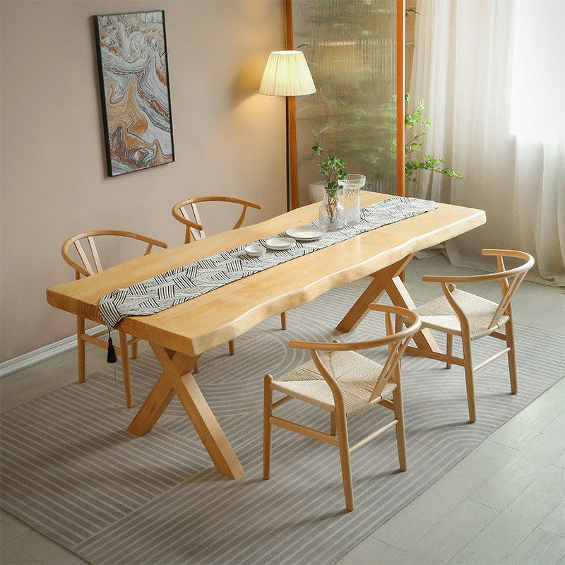 Contemporary Solid Wood Dining Table Double Pedestal Dining Table