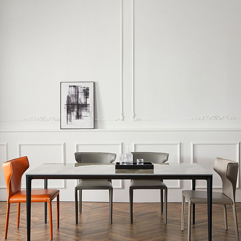 Contemporary Metal Dining Armless Chair Leather Dining Chairs for Home Use Clearhalo ' kitchen&dining_furn' 'Dining Chairs' 'Dining Tables & Seating' 'dining_chair' 'furn' 'furn_dining_chair' 'Furniture' 'furniture_dining_chair' 'Kitchen & Dining Furniture' 'kitchen' 1200x1200_c258329d-9336-4cf2-9ab6-b117e6b86ffd