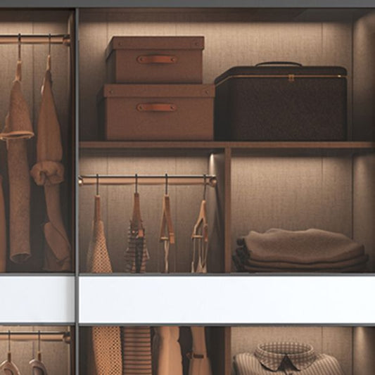 Grijze garderobe kast eigentijdse houten garderobe armoire voor thuis