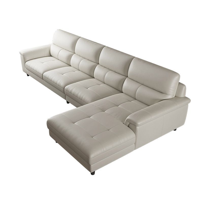 Modern Cream High Back Sofa and Chaise Pillow Top Arm Leather Sectional Clearhalo 'furn' 'furn_sectionals' 'Furniture' 'furniture_sectionals' 'kitchen' 'kitchen_sectionals' 'Living Room Furniture' 'Sectionals' 1200x1200_c259e833-4985-4b61-9a8d-3adb177defa0