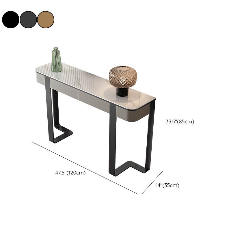 Tavolo da console a mezzaluna moderna Tabella di divano console in pietra in oro/grigio/nero