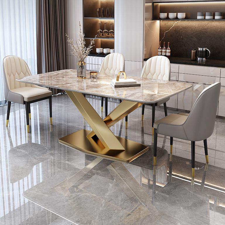 Modern Gray Kitchen Dining Set Sintered Stone Rectangle Shape Dining Set with Pedestal Clearhalo 'Dining Room Sets' 'Dining Tables & Seating' 'dining_room_set' 'furn' 'furn_dining_room_set' 'Furniture' 'furniture_dining_room_set' 'Kitchen & Dining Furniture' 'kitchen&dining_furn' 'kitchen' 1200x1200_c25c0d4c-197e-4a2c-ab4c-9b425ae820db