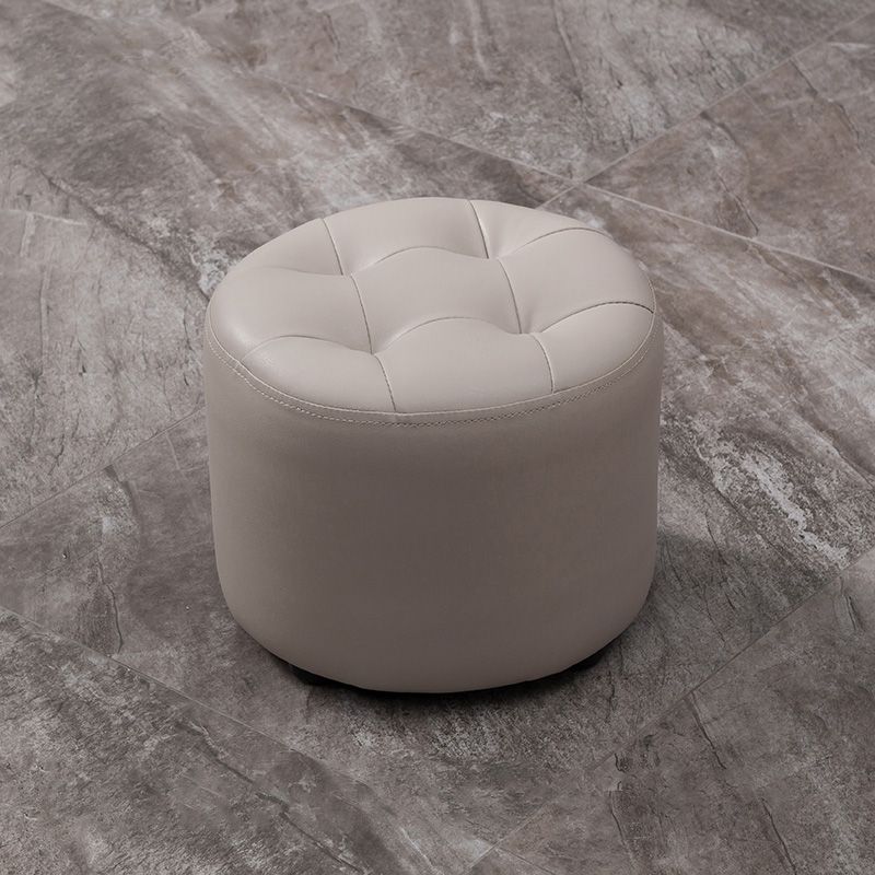 Modern Faux Leather Ottoman Plain Tufted Detail Round Footstool Ottoman Clearhalo 'furn' 'furn_ottomans_poufs' 'Furniture' 'Living Room Furniture' 'Ottomans & Poufs' 'ottomans_poufs' 1200x1200_c25d8c9e-9288-483e-b04e-5c7e4f884103