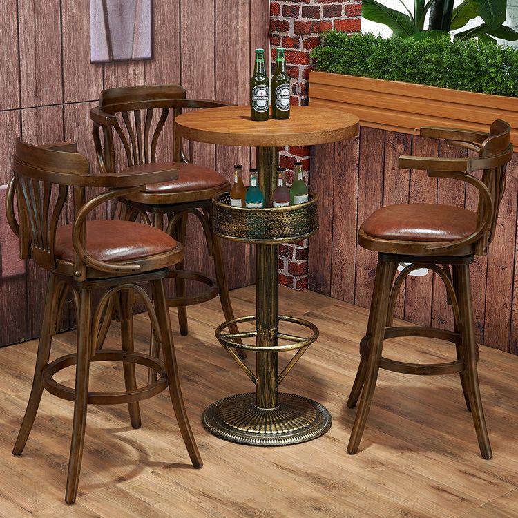 Industrial Solid Wood Bar Table Set 1/3/4/5 Pieces Counter Table with High Stools Clearhalo 'Bar Furniture' 'furn' 'furn_home_bar_bar_sets' 'Furniture' 'Home Bars & Bar Sets' 'home_bar_bar_sets' 'Kitchen & Dining Furniture' 1200x1200_c25efbc5-63cd-4e00-8a1b-9016e8ea6be4