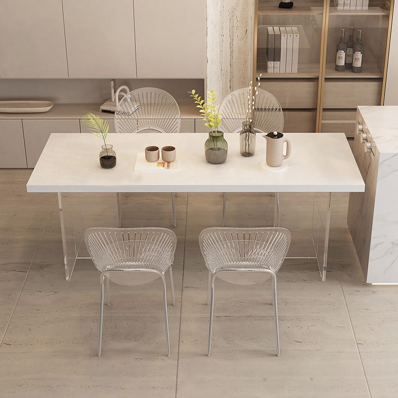 Modern Table in White for Restaurant Rectangle Table with Acrylic Base Clearhalo 'Dining Tables & Seating' 'Dining Tables' 'dining_table' 'furn' 'furn_dining_table' 'Furniture' 'furniture_dining_table' 'Kitchen & Dining Furniture' 'kitchen' 'kitchen_dining_table' 1200x1200_c25f1ec0-dcea-42bb-b963-a52b8d024872