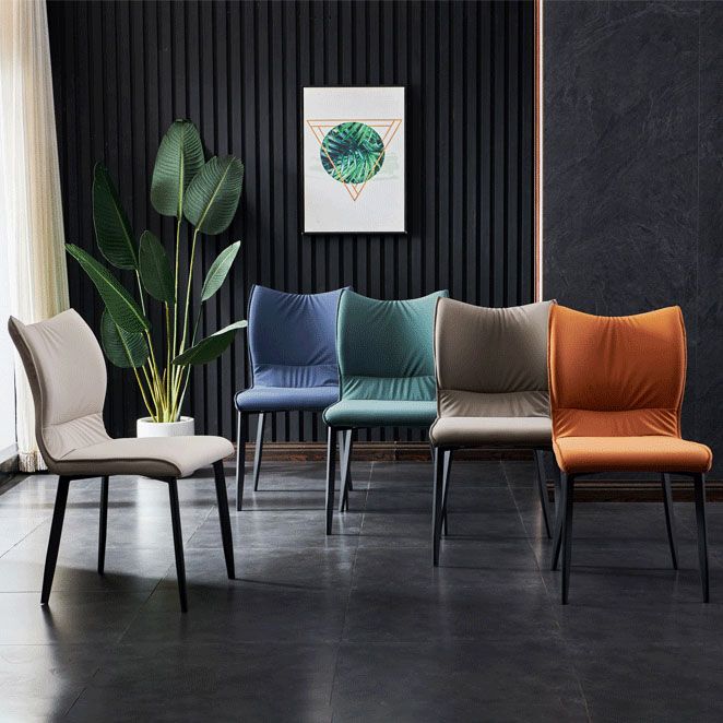 Contemporary PU Leather Dining Chairs Armless Solid Back Side Chairs for Home Use Clearhalo ' kitchen&dining_furn' 'Dining Chairs' 'Dining Tables & Seating' 'dining_chair' 'furn' 'furn_dining_chair' 'Furniture' 'furniture_dining_chair' 'Kitchen & Dining Furniture' 'kitchen' 1200x1200_c2611478-831c-438a-9d43-02dbfa3e812b