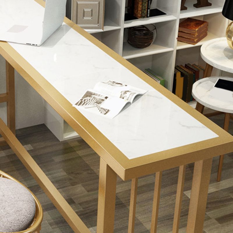 Modern Bar Height Table Faux Marble Top Bistro Table with Gold Base Clearhalo 'Bar Furniture' 'Bar Tables' 'bar_tables' 'furn' 'furn_bar_tables' 'Furniture' 'Kitchen & Dining Furniture' 1200x1200_c2631489-0f80-4823-974a-ea27e419b906