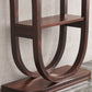 Solid Wood Half Moon Accent Table 2-shelf 33.46" Tall Console Table