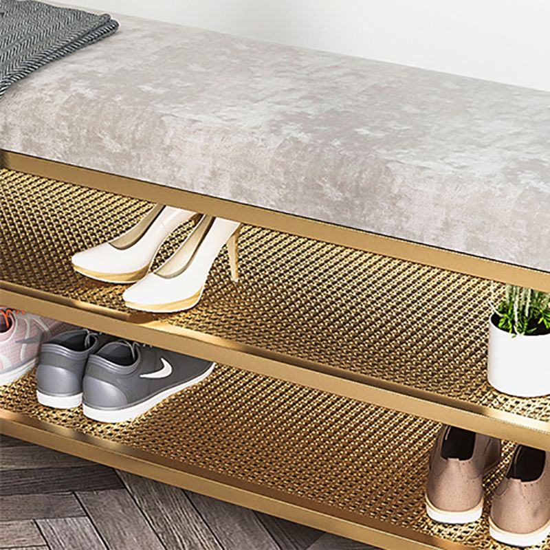 12.6 Inch Wide Entryway Bench Glam Metal Cushioned Seating Bench Clearhalo 'Benches' 'Chairs & Seating' 'furn' 'furn_benches' 'Furniture' 'Living Room Furniture' 1200x1200_c2667249-6bf6-4d5f-9af0-75c6b202b3cb