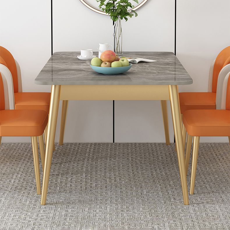 Set da pranzo Nordic Stone Top 1/2/5/7 pezzi Tavolo da pranzo grigio con sedie in pelle