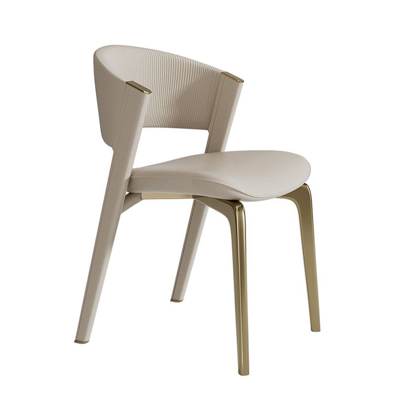 Glam Kitchen Dining Side Chair  Open Back Metal Legs Armless Chair