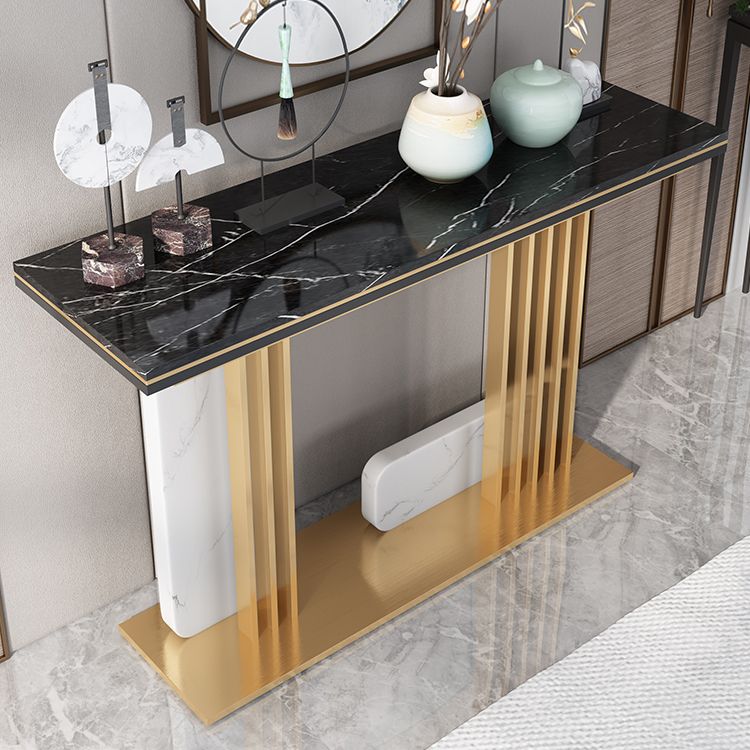 Glam Accent Table Rectangle Stone Console Table , 12.5 inch Wide