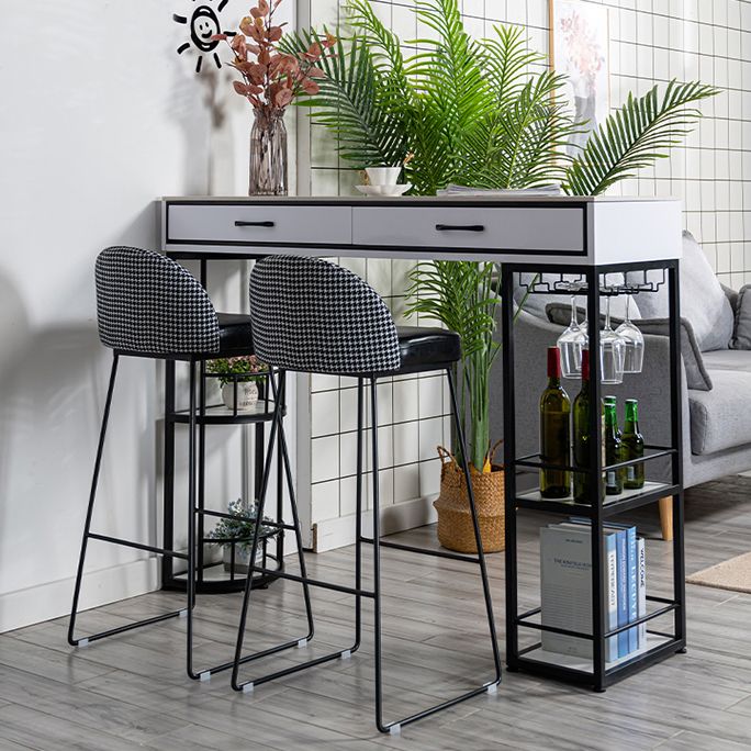 Marble Bar Table with Rectangle Table Top Double Pedestal Table - 41.3" H Clearhalo 'Bar Furniture' 'Bar Tables' 'bar_tables' 'furn' 'furn_bar_tables' 'Furniture' 'furniture_bar_tables' 'Kitchen & Dining Furniture' 1200x1200_c26aa662-4672-4744-a9ab-17d11764d4f0