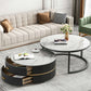 Round Slate Coffee Table Set Frame Cocktail Table with 2 Storage Drawers Clearhalo 'Coffee & Accent Tables' 'Coffee Tables' 'coffee_tables' 'furn' 'furn_coffee_tables' 'Furniture' 'Living Room Furniture' 1200x1200_c26b5793-2965-4469-9a79-69381aa7d094