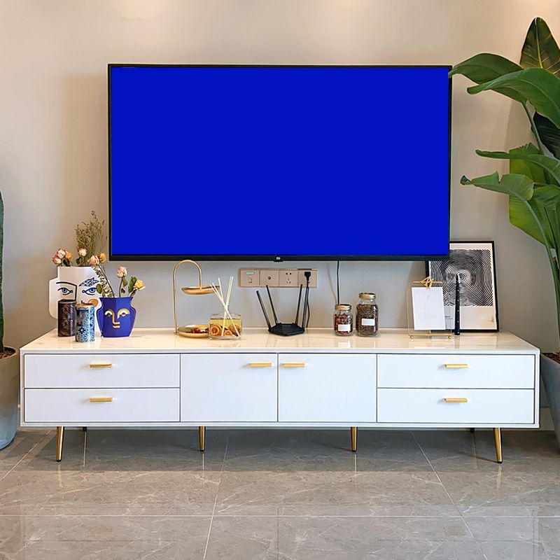 17.72 "H TV Stand Glam Console White TV White TV con 4 cajones para sala de estar