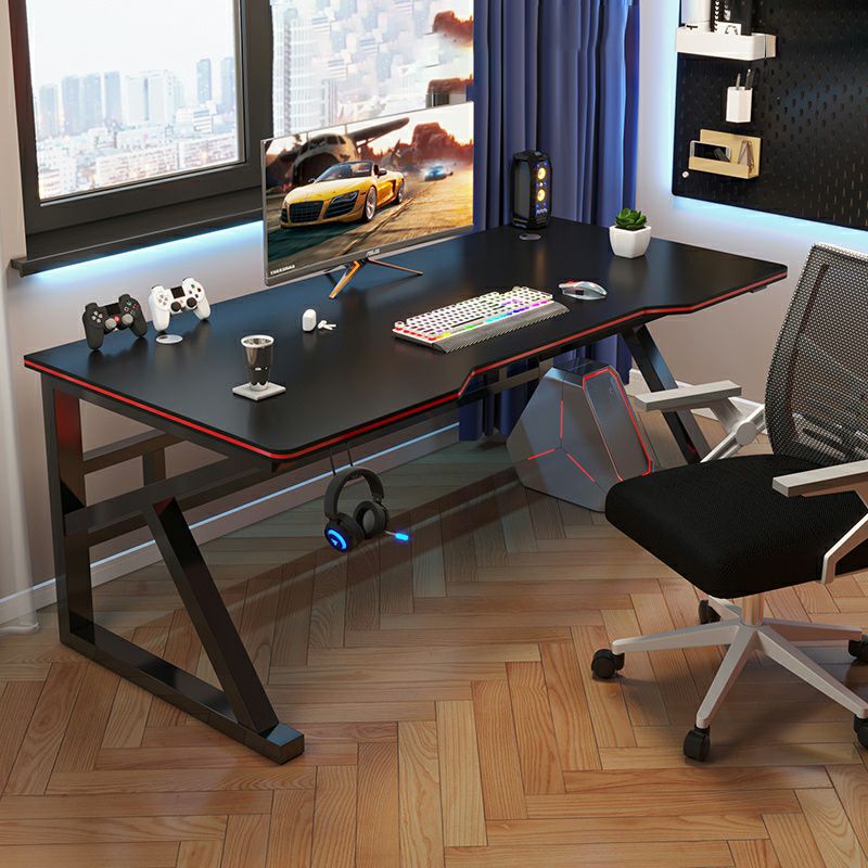 Contemporary Office Desk Antique Finish Gaming Desk with Metal Legs Clearhalo 'furn' 'furn_office_desk' 'Furniture' 'Office Desks' 'Office Furniture' 'office_desk' 1200x1200_c26c01e0-42eb-4ece-905e-d82ec477ecc6