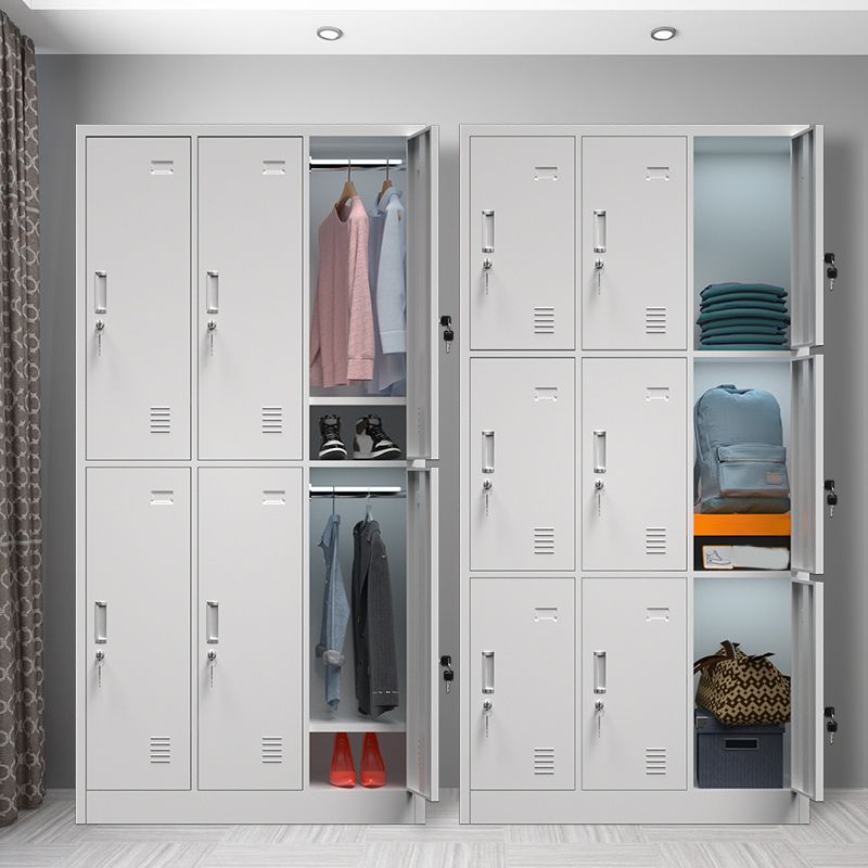 Modern Grey Storage Cabinet with Hinged Door Metal Cabinet for Bathroom Clearhalo 'Armoires & Wardrobes' 'armoires_wardrobes' 'Bedroom Furniture' 'furn' 'furn_armoires_wardrobes' 'Furniture' 1200x1200_c26cd686-d9a1-4a0b-a5d9-383fec3418d2