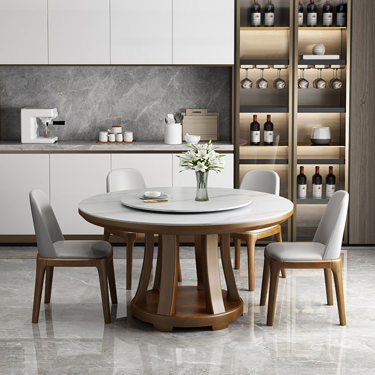 Sintered Stone Dining Table Round Dinner Table with Rubberwood Base for Dining Room Clearhalo 'Dining Tables & Seating' 'Dining Tables' 'dining_table' 'furn' 'furn_dining_table' 'Furniture' 'Kitchen & Dining Furniture' 1200x1200_c26d814b-beef-4123-9561-075269e6e02e