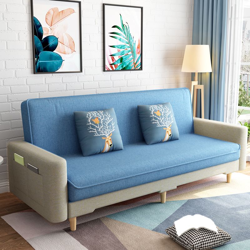 Sala de estar contemporánea Sofá de lino de 3 plazas con brazo cuadrado