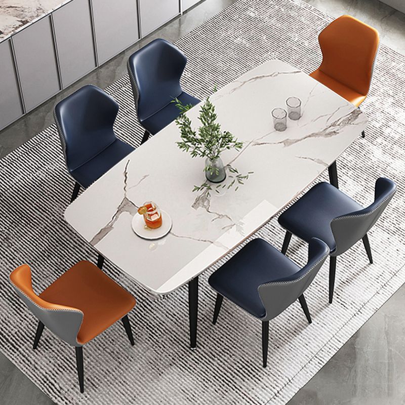 Metal Contemporary Rectangular Dining Table Sintered Stone Table with 4 Metal Legs Clearhalo ' dining_table' 'Dining Tables & Seating' 'Dining Tables' 'furn' 'furn_dining_table' 'Furniture' 'furniture_dining_table' 'Kitchen & Dining Furniture' 'kitchen&dining_furn' 'kitchen' 'kitchen_dining_table' 1200x1200_c26e817b-6ee0-462f-88c1-6a00e5923a2c