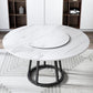Mesa de comedor de base de hierro negro redondo Mesa de pedestal de piedra moderna