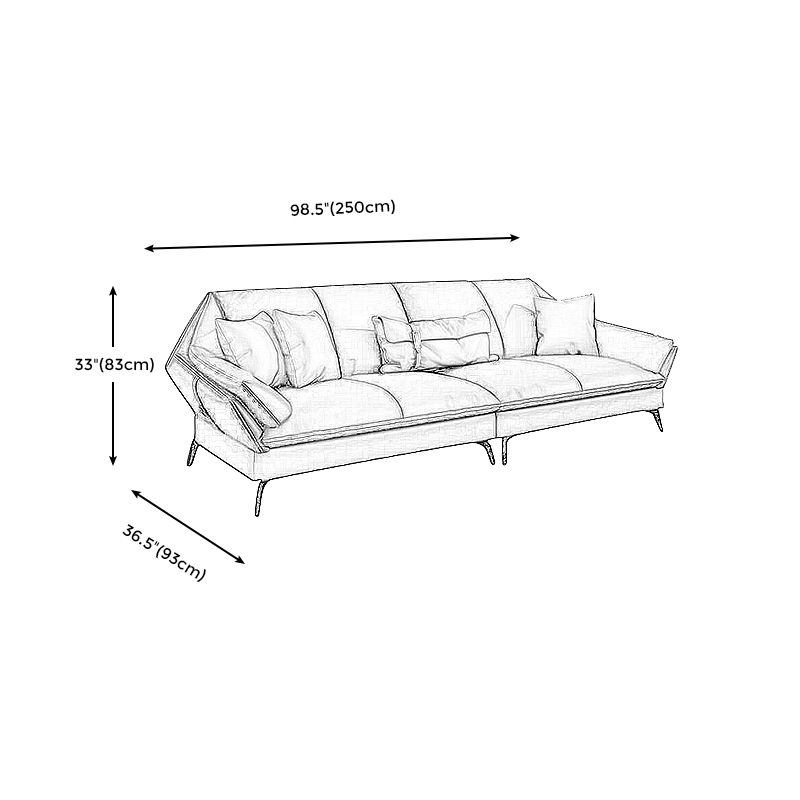 Down Fill Cushions Leather Living Room Pillow Top Arm Modular Sofa & Chaise Clearhalo 'furn' 'furn_sectionals' 'Furniture' 'furniture_sectionals' 'kitchen' 'kitchen_sectionals' 'Living Room Furniture' 'Sectionals' 1200x1200_c26ed151-951d-4fcf-953b-f290a8d536f6