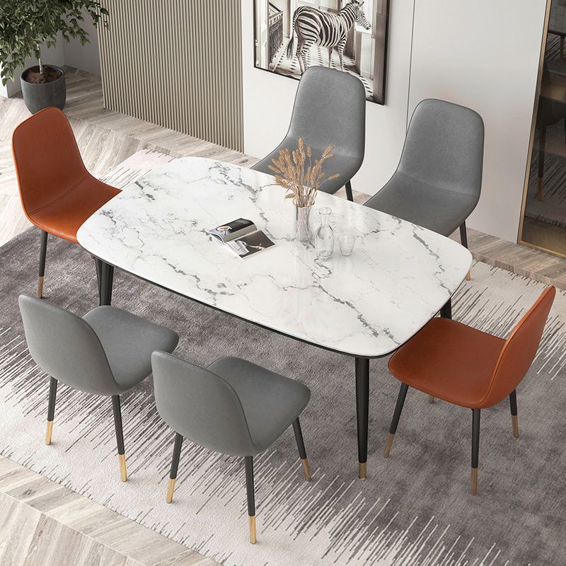Contemporary Metal Dining Room Chair Faux Leather Dining Armless Single Chair Clearhalo ' kitchen&dining_furn' 'Dining Chairs' 'Dining Tables & Seating' 'dining_chair' 'furn' 'furn_dining_chair' 'Furniture' 'furniture_dining_chair' 'Kitchen & Dining Furniture' 'kitchen' 1200x1200_c26fdb90-2ff1-49b6-b37b-f01d4131b65a