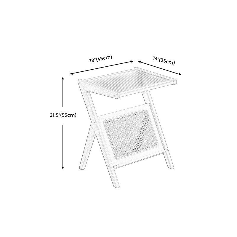 Moderne stijl bamboe riet materiaal glas desktop grijs/tan/transparante rechthoek bijzettafel