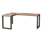 Industrial L-Shape Office Desk Natural Solid Wood Writing Desk for Home