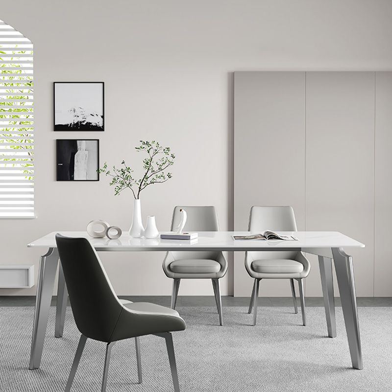 レストラン用の焼結された石トップホワイトテーブル4本の足のあるモダンなキッチンテーブル