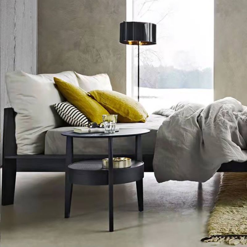 Modernistic Living Room Round 1-Drawer 3 Legs Solid Wood End Table