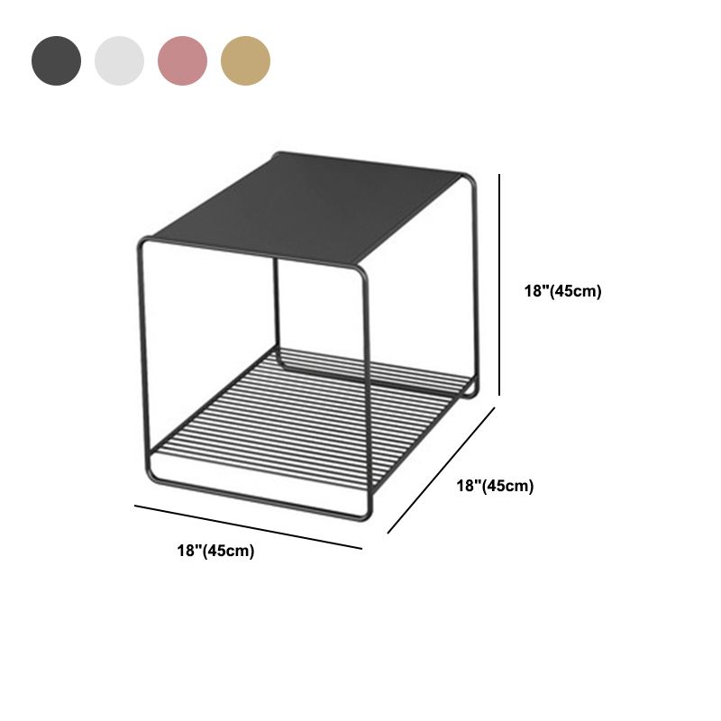 Square Coffee Table Mid-Century Modern with Iron Top and Iron Base