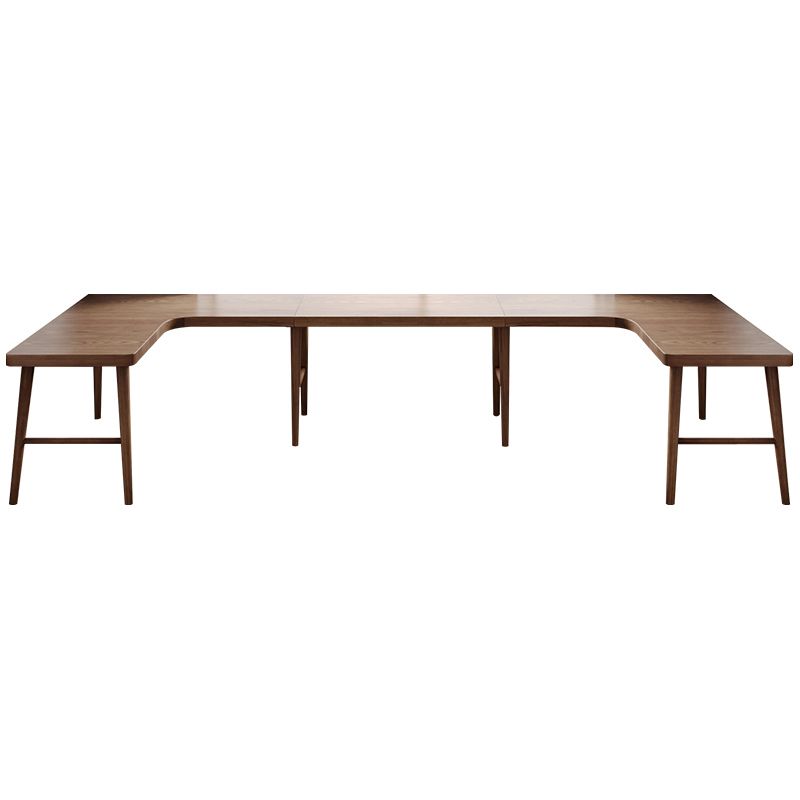 Zeitgenössischer Büroschreibtisch Massivholz H-Form Basisschreibtisch, 29,25 Zoll H