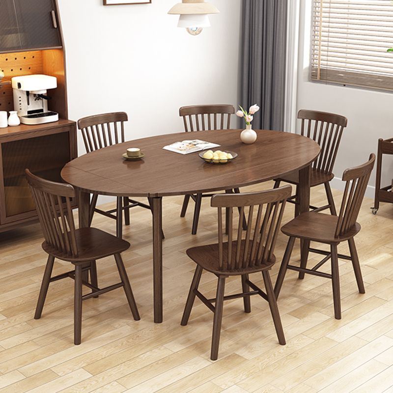 Contemporary Drop-Leaf Dining Table Rubberwood Solid Wood Table with 4 Legs Clearhalo ' dining_table' 'Dining Tables & Seating' 'Dining Tables' 'furn' 'furn_dining_table' 'Furniture' 'furniture_dining_table' 'Kitchen & Dining Furniture' 'kitchen&dining_furn' 'kitchen' 'kitchen_dining_table' 1200x1200_c27a764e-8a43-4532-99b8-ae5ac3c5d381